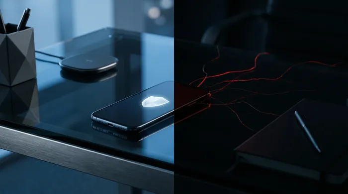 A close-up of a person's face being scanned by a digital facial recognition system on a smartphone.